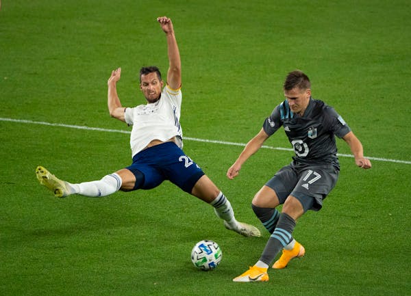With Kervin Arriaga out because of an injured ankle and Joseph Rosales suspended, Minnesota United attacker Robin Lod (right) filled a central-midfiel