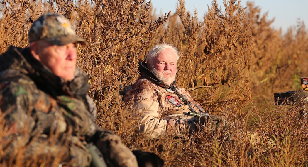 Mark Hamilton, right, of Minot, N.D., is a longtime friend and hunting partner of Bud Grant's. The two have traveled to Africa together, among other places, to hunt.