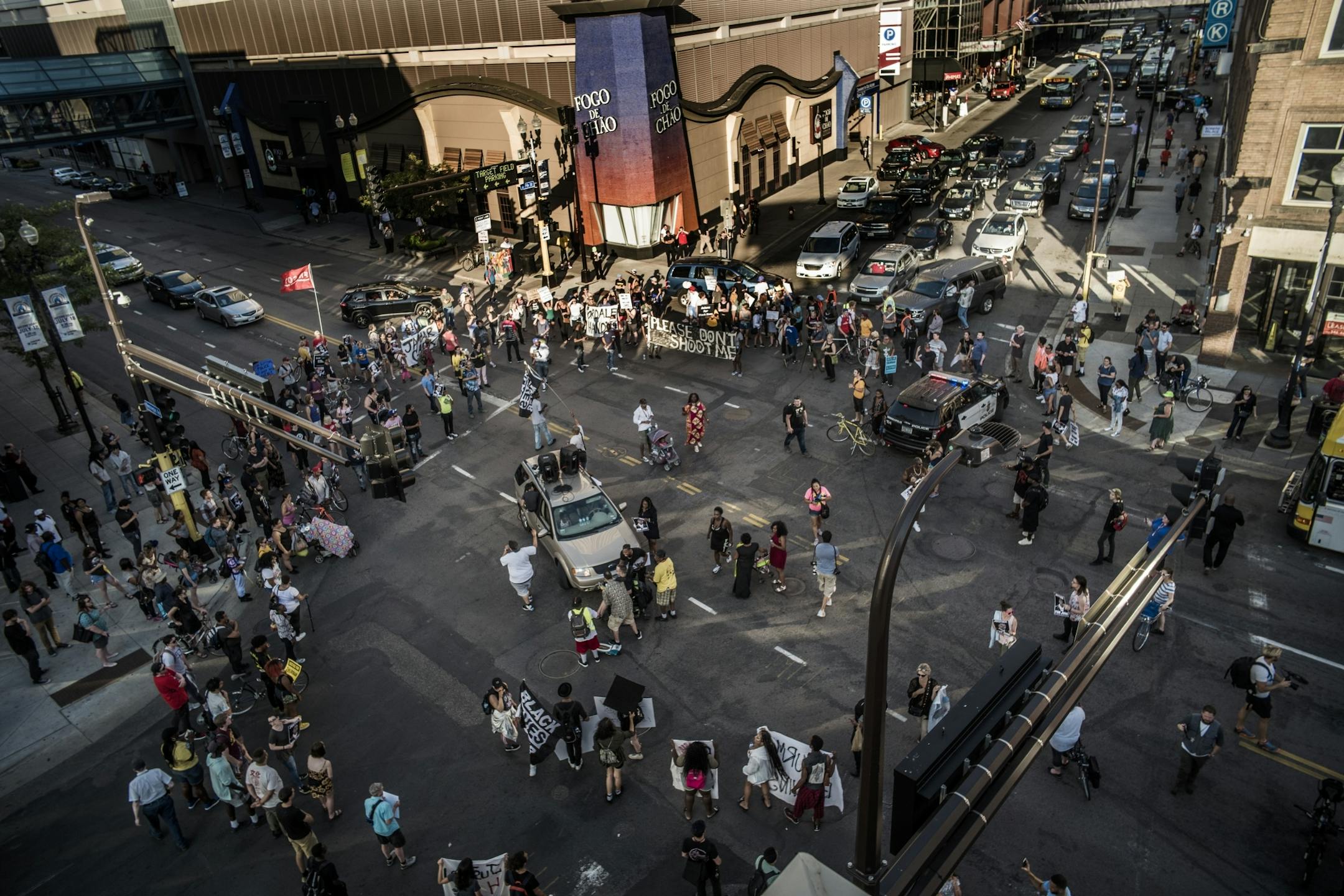 Protesters occupied the corner of 7th and Hennepin Ave.