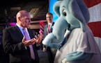 Convention Chair Senator Dave Thompson joked with the GOP Elephant mascot who stayed in character and didn't speak. ] GLEN STUBBE * gstubbe@startribun
