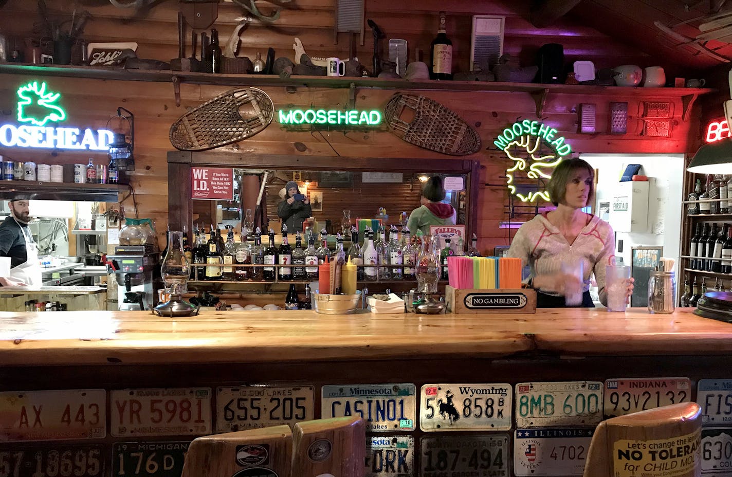 Trail Center, on the Gunflint Trail, boasts a lively bar, with an open window to the kitchen. Kerri Westenberg