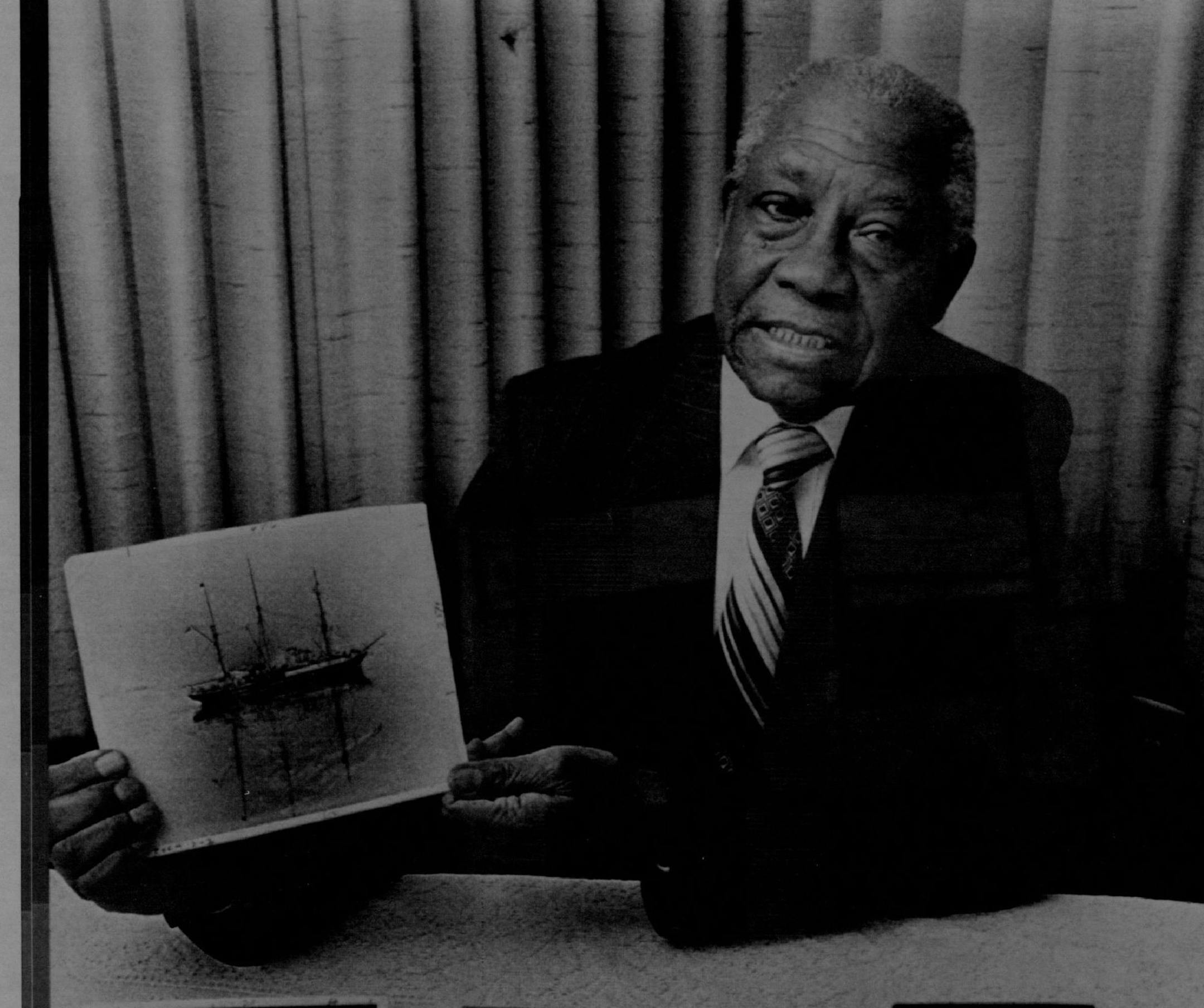 April 22, 1987 Antarctic Explorer. George Gibbs, Jr, . of Rochester claims the Distinction of having sailed to the South Pole with rear Admiral Richard E. Byrd. Here he holds some of the memorabilia of his Antarctic expedition saved from burning carrier.