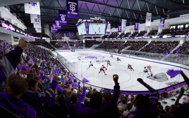 Rendering of a hockey game at the planned Anderson arena.