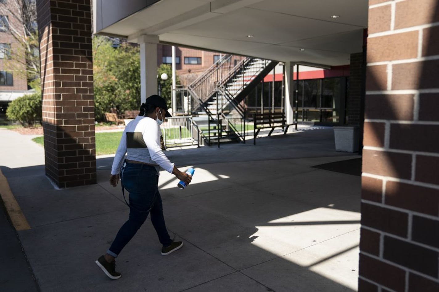 Victoria Bell brought her elderly mother, who resides at St. Therese and recently tested positive for Covid-19, a bottle of lysol that she left at the drop off in the front lobby of St. Therese of New Hope in New Hope, Minn., on Thursday, April 30, 2020.