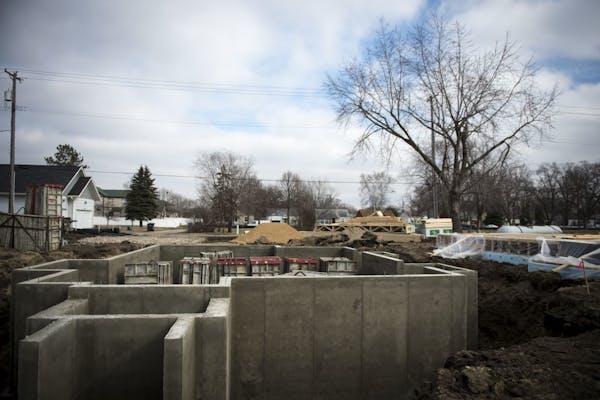 A foundation of a home being built on Humboldt Avenue North.
