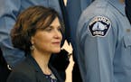 Minneapolis Mayor Betsy Hodges posed for photos during the Minneapolis Police officer's graduation ceremony of the 2015 Recruit/Lateral Class at St. M