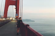 Mel Janssen looks over the Golden Gate Bridge. Photo by Amelia Rayno