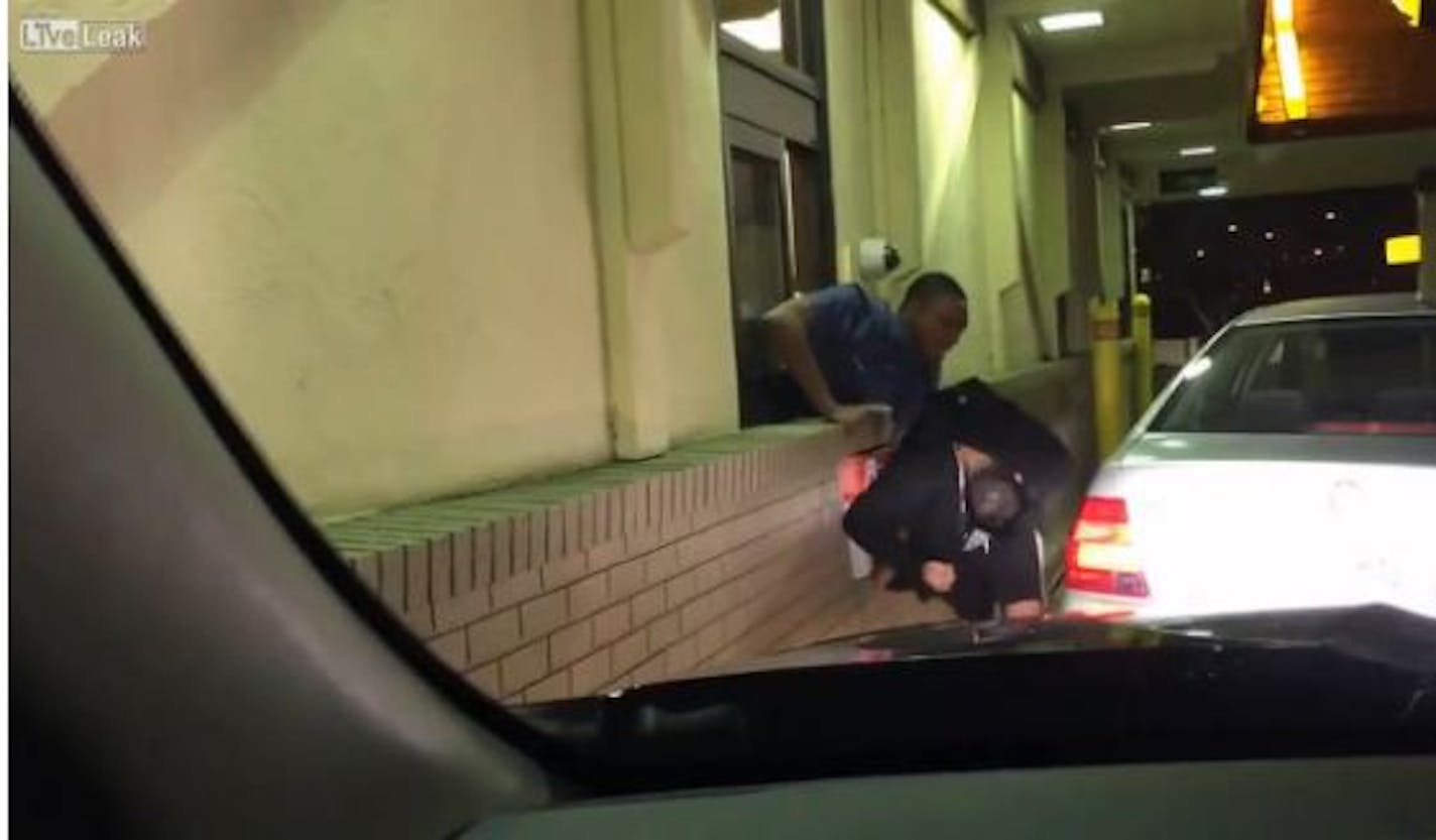 A 67-second video of the struggle at the Quarry McDonald's was shot by a drive-up customer Monday night.