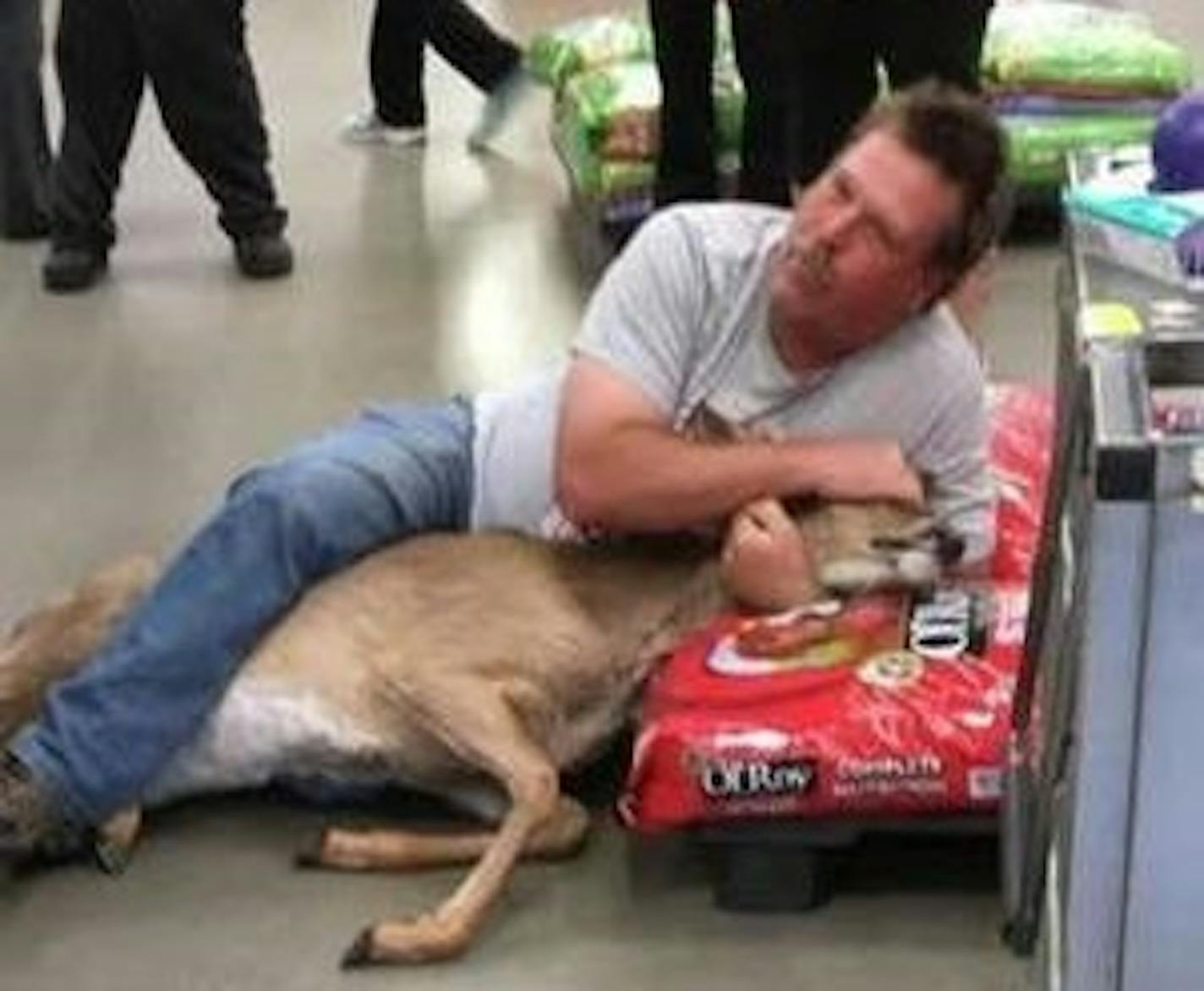 A shopper in Wadena got the best of this uninvited deer.