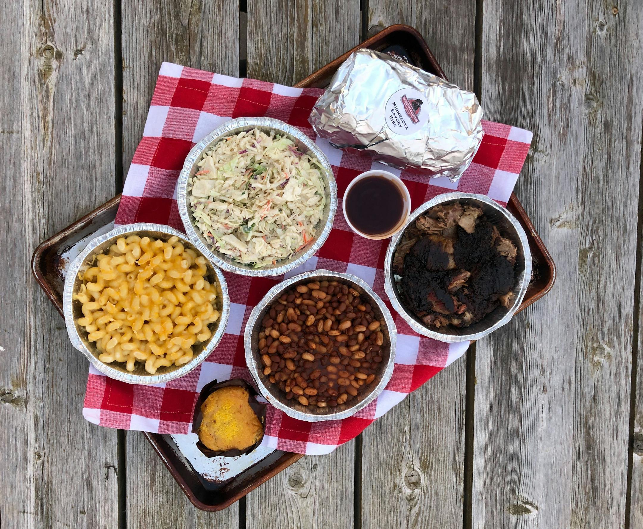 Smoked meat and all the fixings from Smokestack Express in Apple Valley.