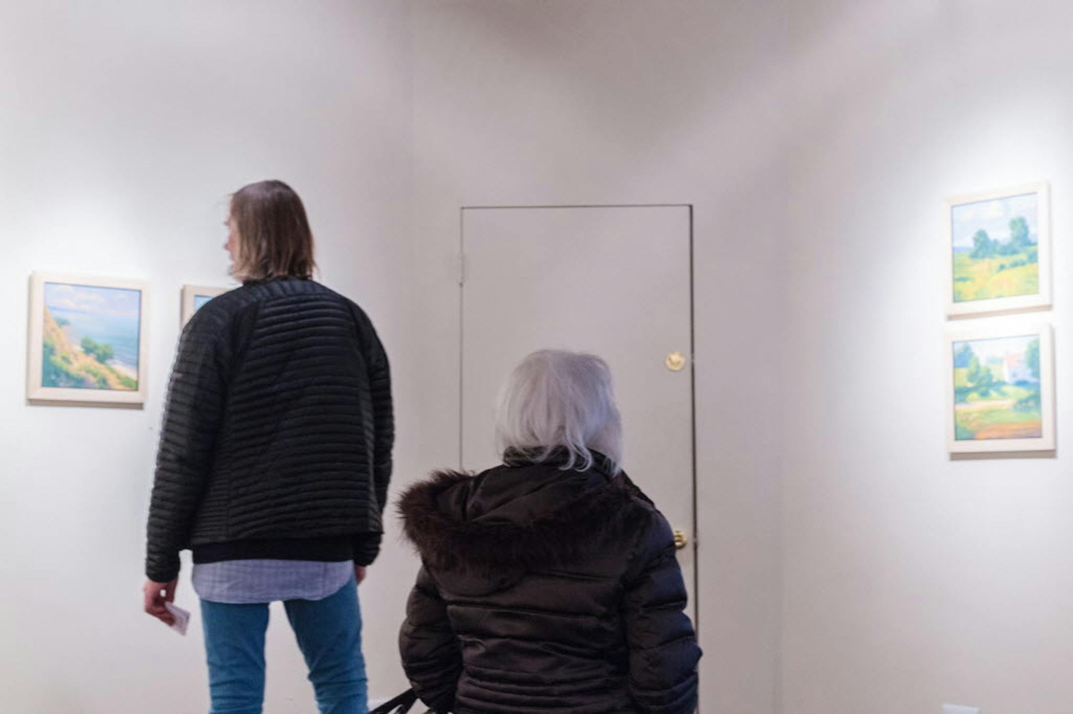 Viewers participate in Slow Art Day at the Groveland Gallery in 2016.