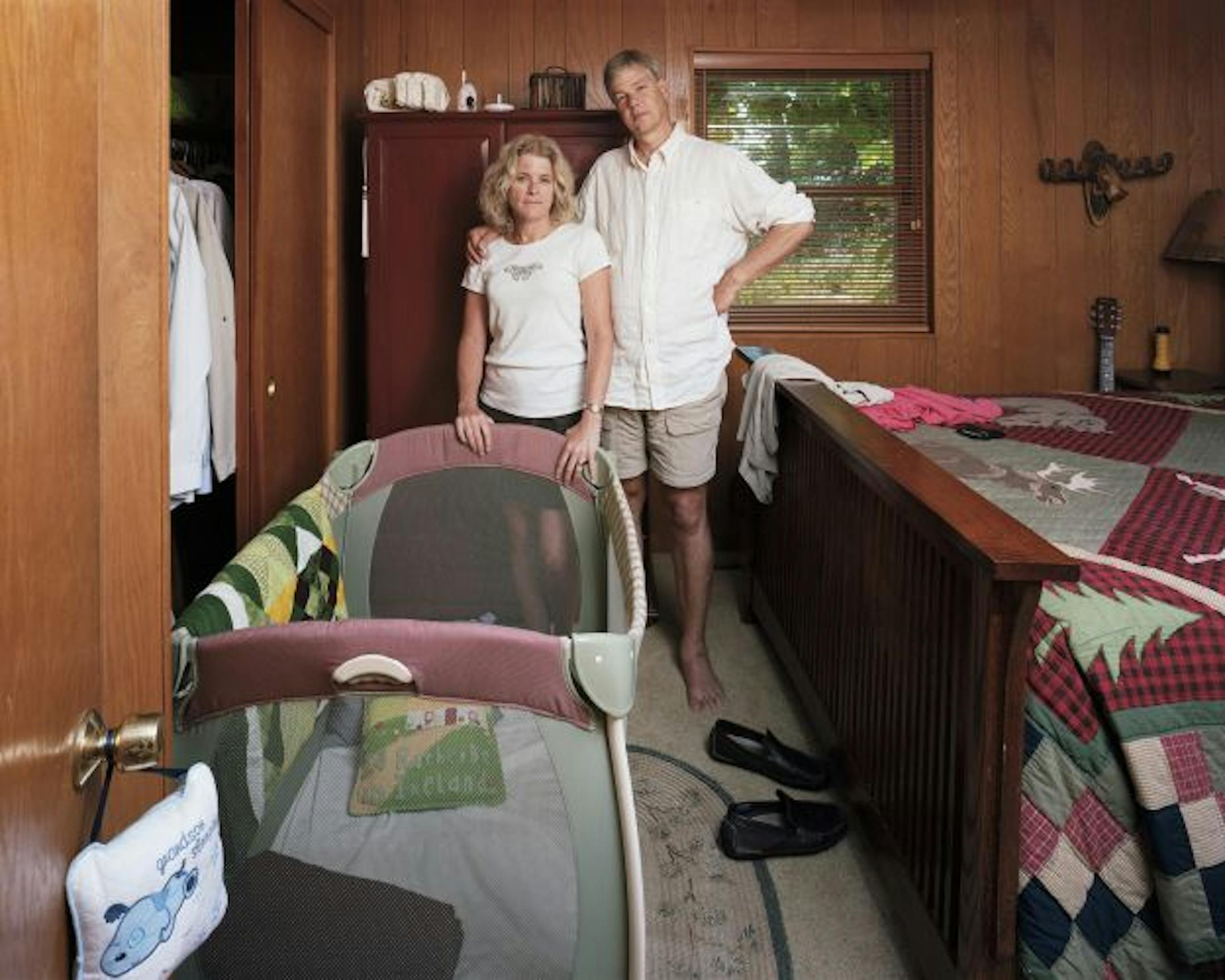 Bob and Jane Schneeweis of Mahtomedi are swapping a large bed and crib for a trundle bed now that their grandson is older.