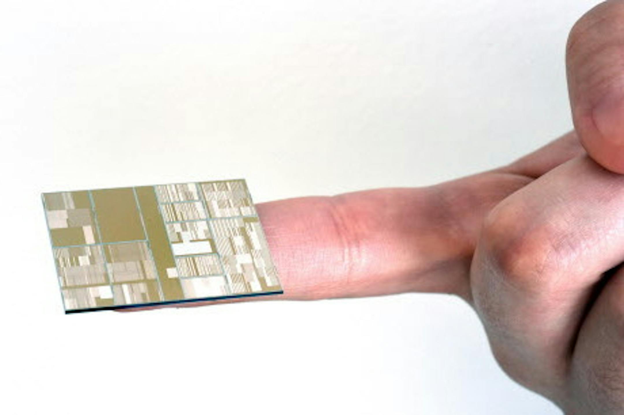 This July 2, 2015 photo provided by IBM shows a 7 nanometer chip produced at SUNY Poly Colleges of Nanoscale Science and Engineering (CNSE) in Albany, NY. IBM says it has achieved a breakthrough in shrinking computer chips, creating a test version of the worldís first semiconductor that shrinks down the circuitry by overcoming whatís been ìone of the grand challengesî of the industry. (Darryl Bautista/Feature Photo Service for IBM via AP)