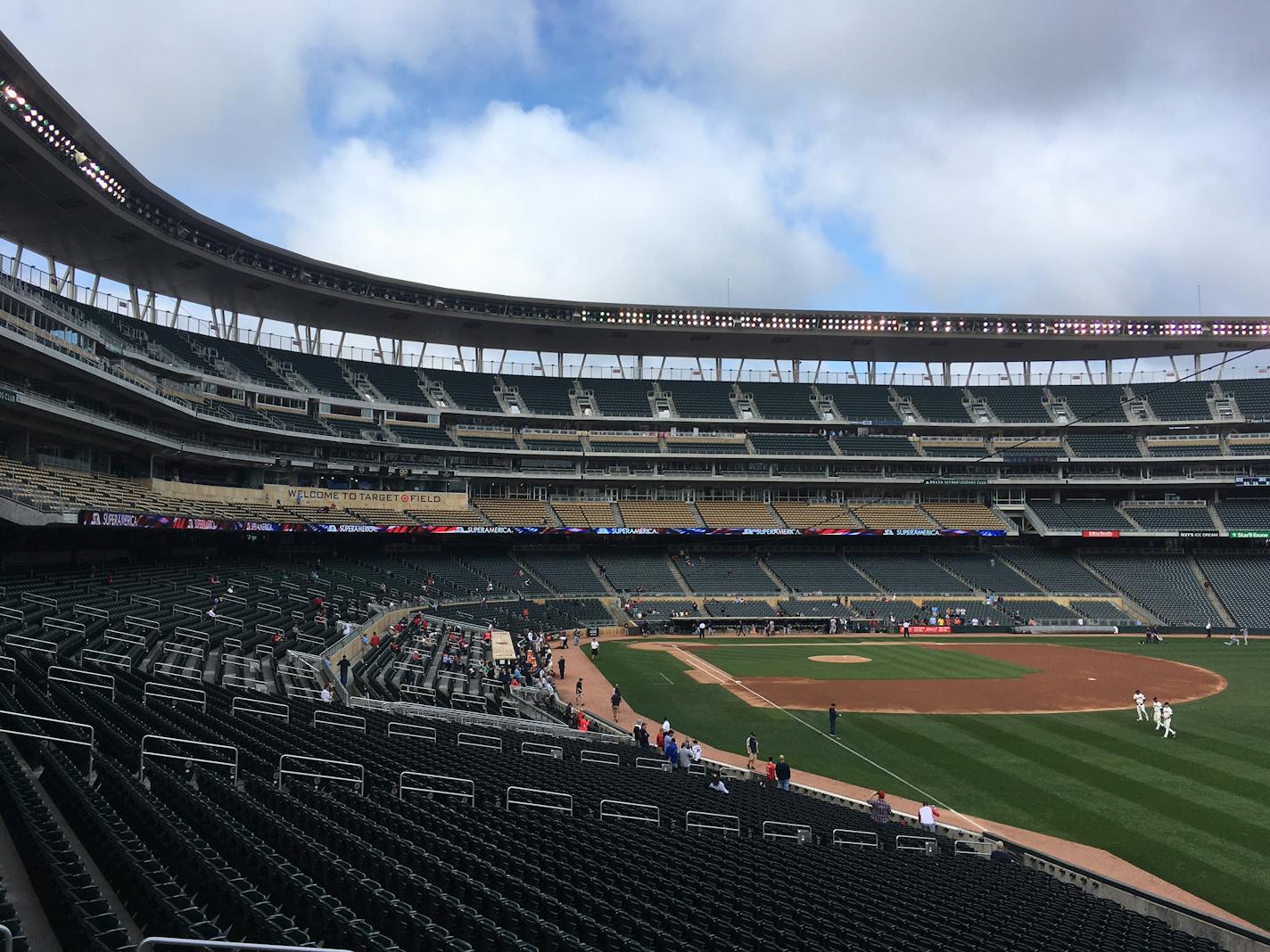 Target Field was nearly empty just after the playing of the national anthem at Thursday's Twins game.