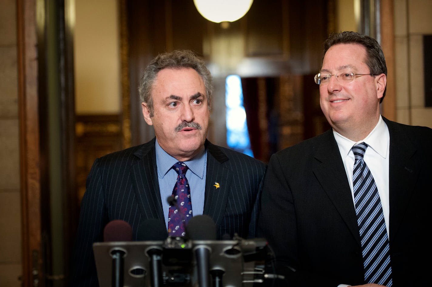 Vikings owner Zygi Wilf (left) and team vice president Lester Bagley.