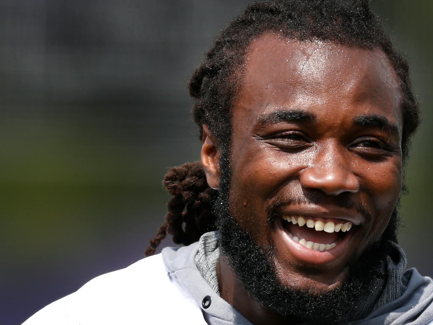 Running back Dalvin Cook, minus a knee brace, played it loose Sunday during the Vikings' workouts.