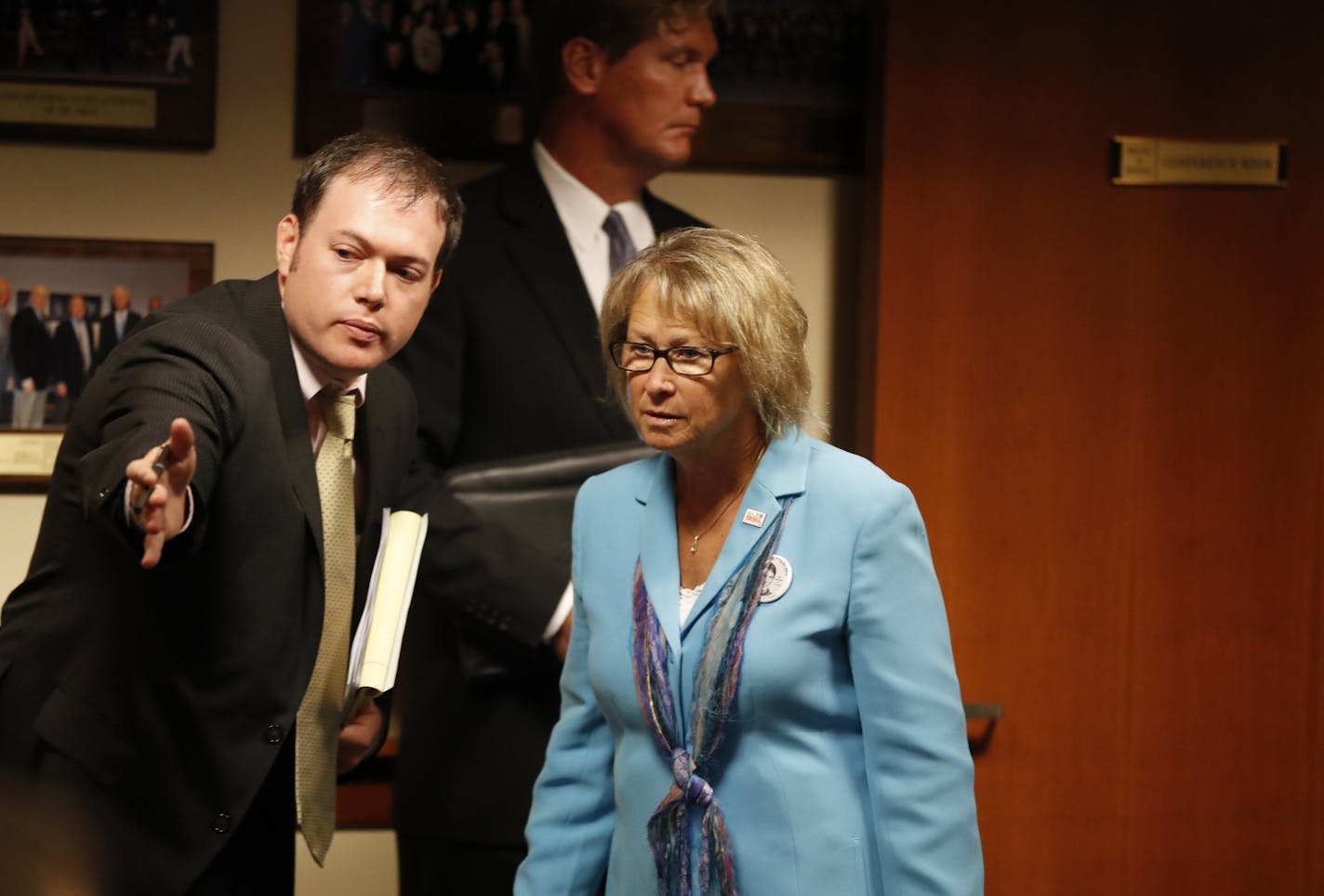 Patty Wetterling was escorted into a press conference after Danny Heinrich admitted in federal court that he killed Jacob Wetterling Tuesday September 6, 2016 in Minneapolis, MN.