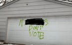 A racist message was scrawled on a garage door behind the 2700 block of N. Russell Avenue in Minneapolis.
