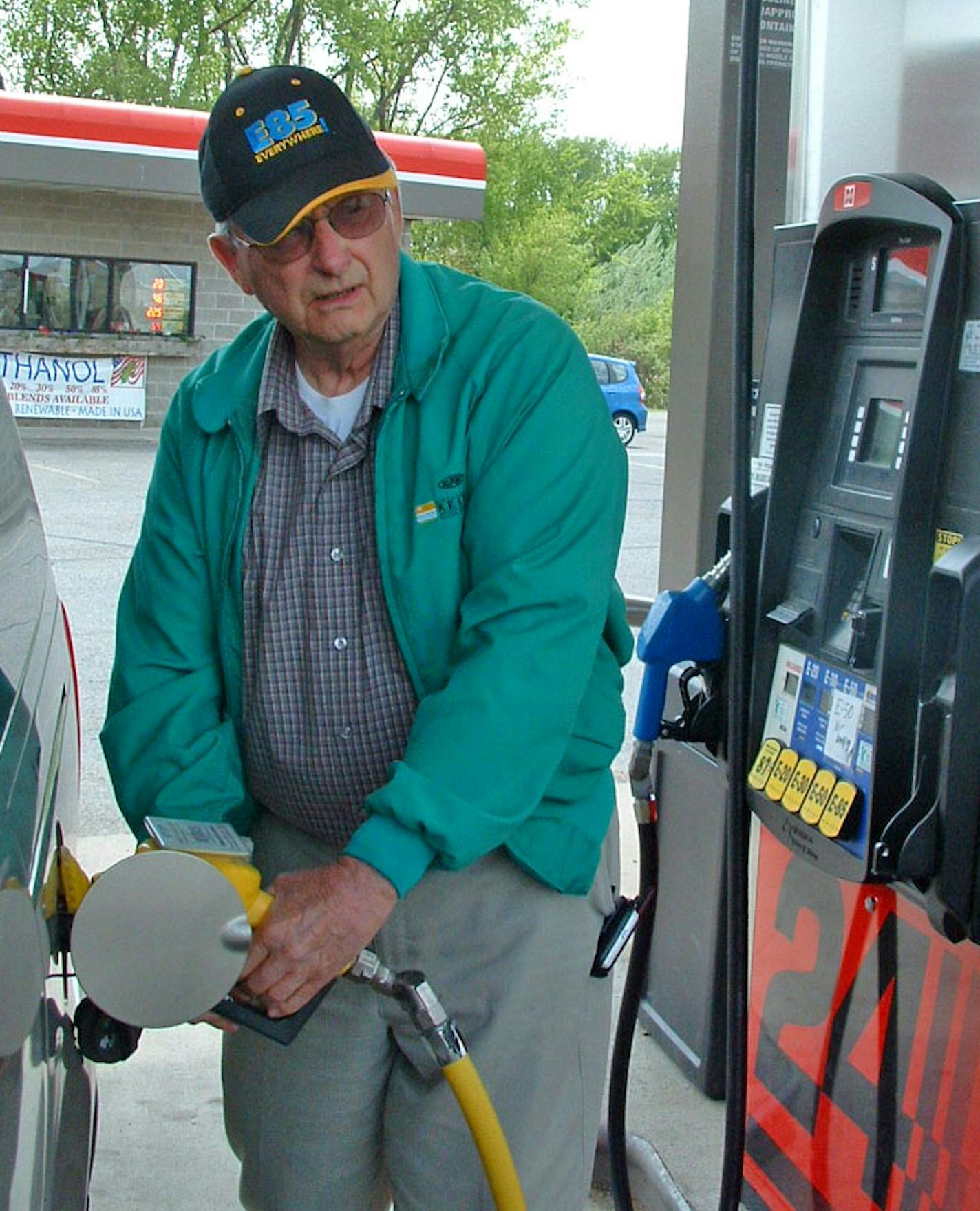 Wally Lutz burns mostly e30 fuel in his two family cars, even though they don't have special flex-fuel engines.