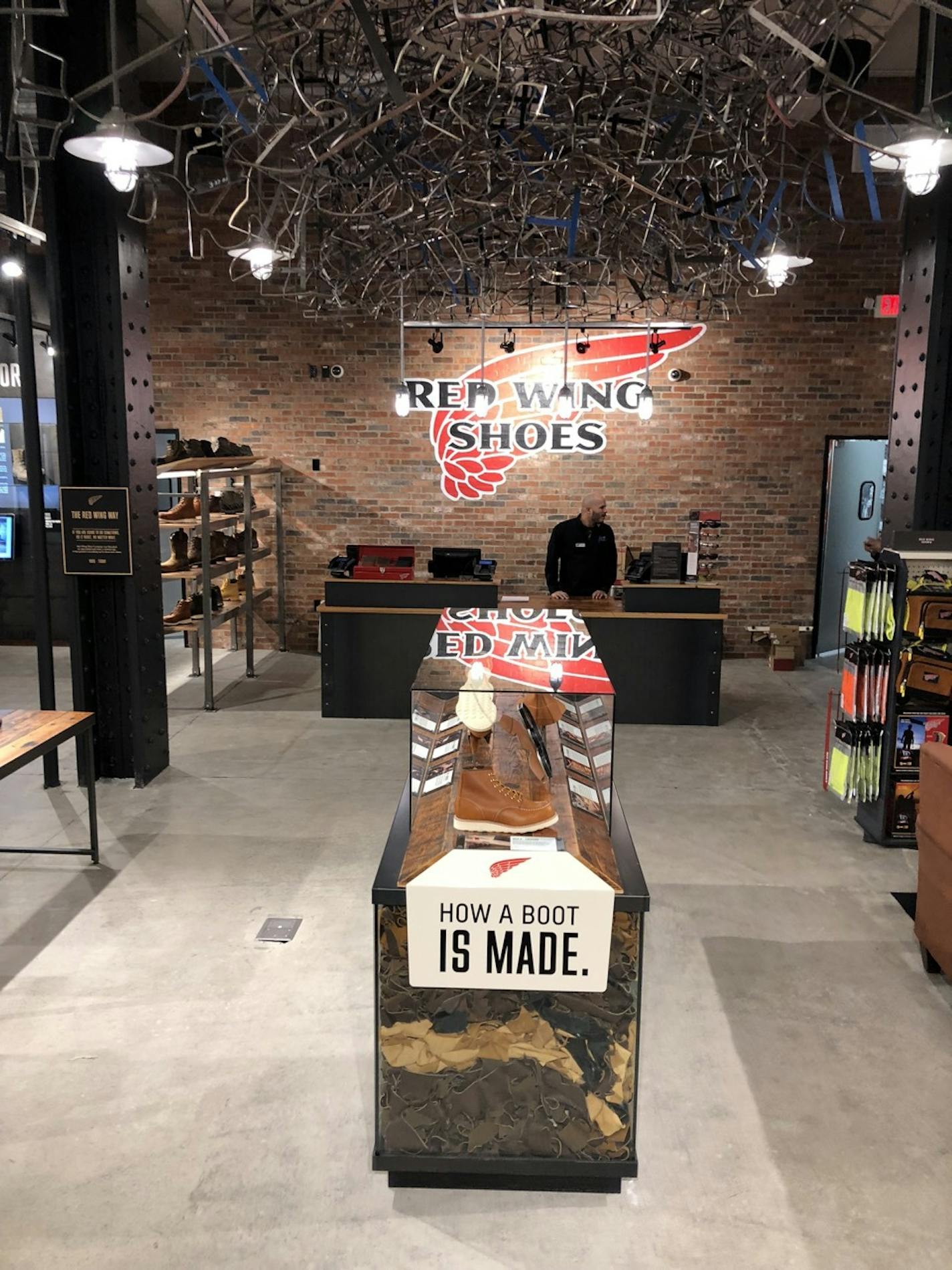 The Red Wing Shoe Company opened its first store in New York City in late February 2019. Located at 11 Penn Plaza in Midtown Manhattan, the new, urban concept store also offers boot repair and reconditioning, and pays tribute to 9/11 workers.