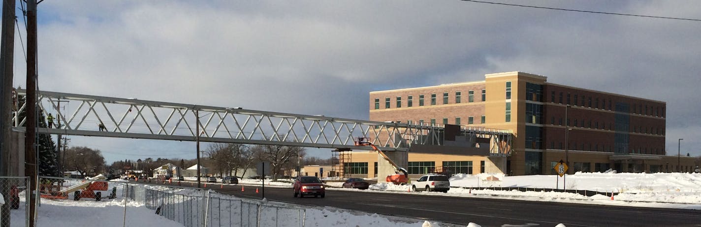 The main span of a new skyway across Coon Rapids Boulevard was lifted into place in Coon Rapids over the weekend. credit: City of Coon Rapids