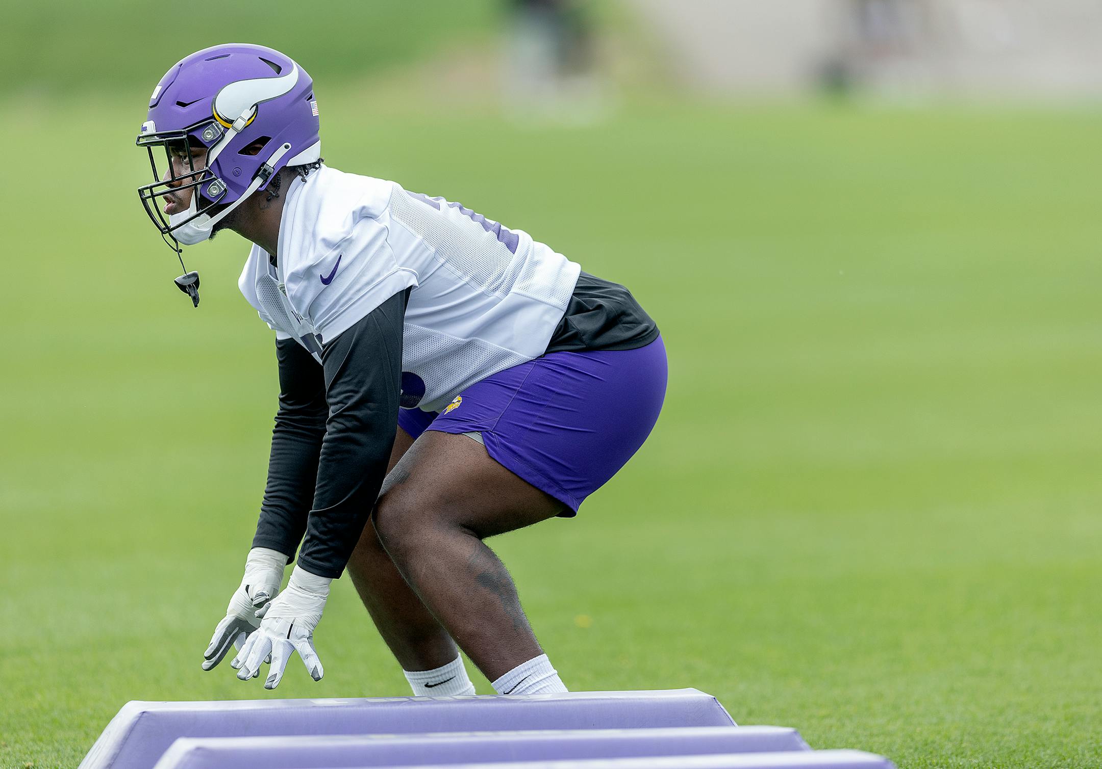 Minnesota Vikings Defensive tackle Jaquelin Roy during Rookie Mini Camp at TCO Performance Center in Eagan, Minn., on Friday, May 12, 2023.