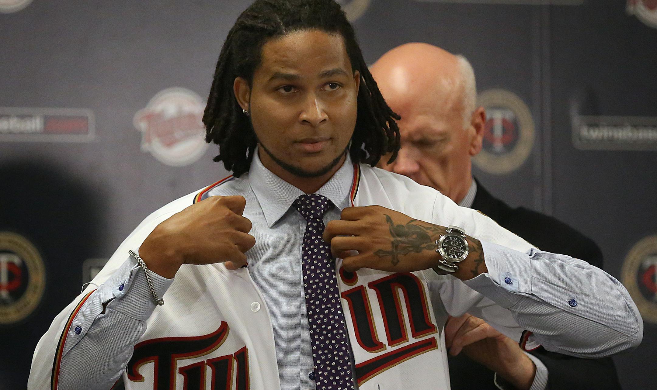 New Minnesota Twins pitcher Ervin Santana.