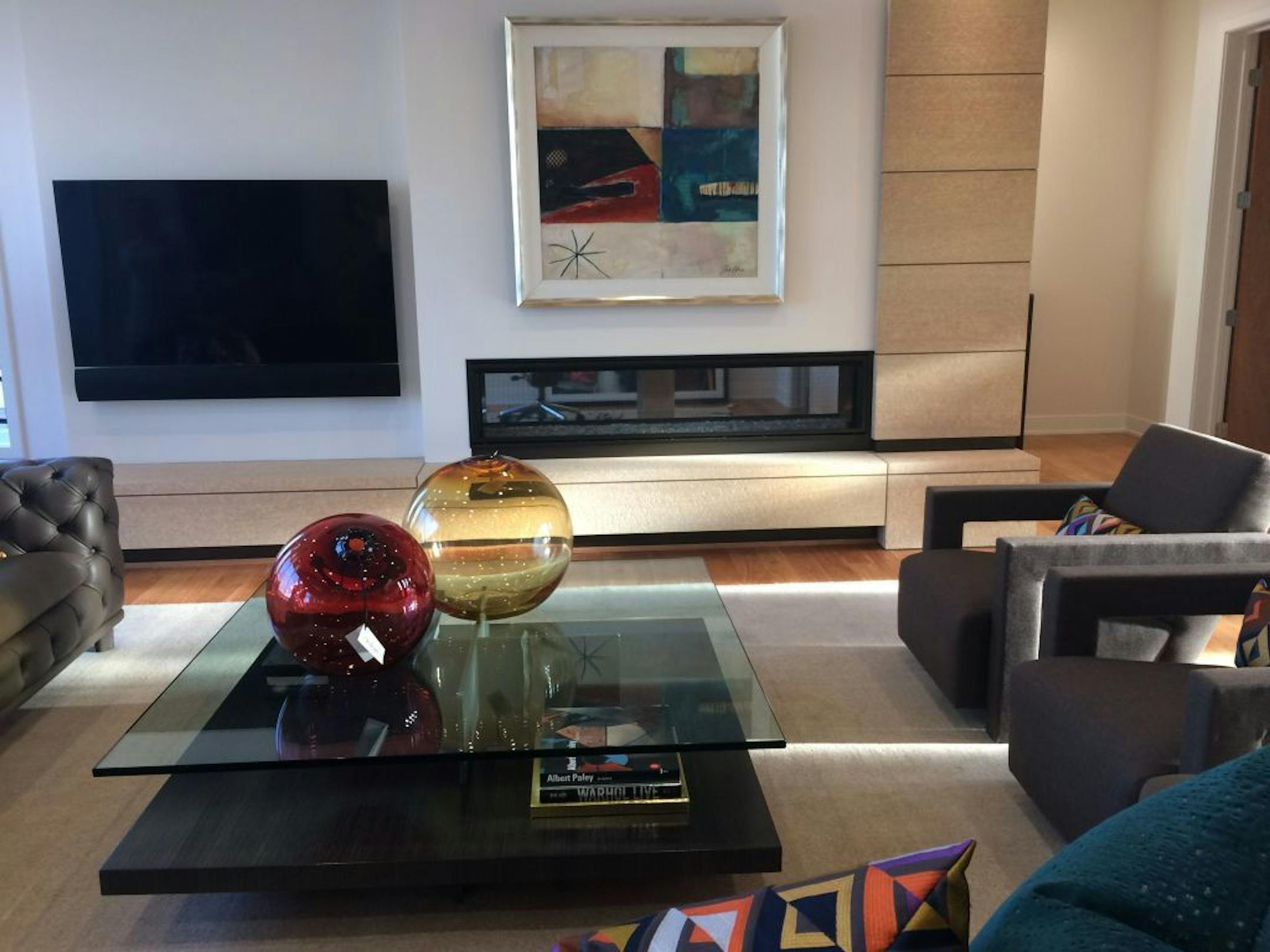 The majority of the modern furnishings are from Abitare Design Studio inside the #258 Dream Home in Orono on the 2017 Spring Parade of Homes.