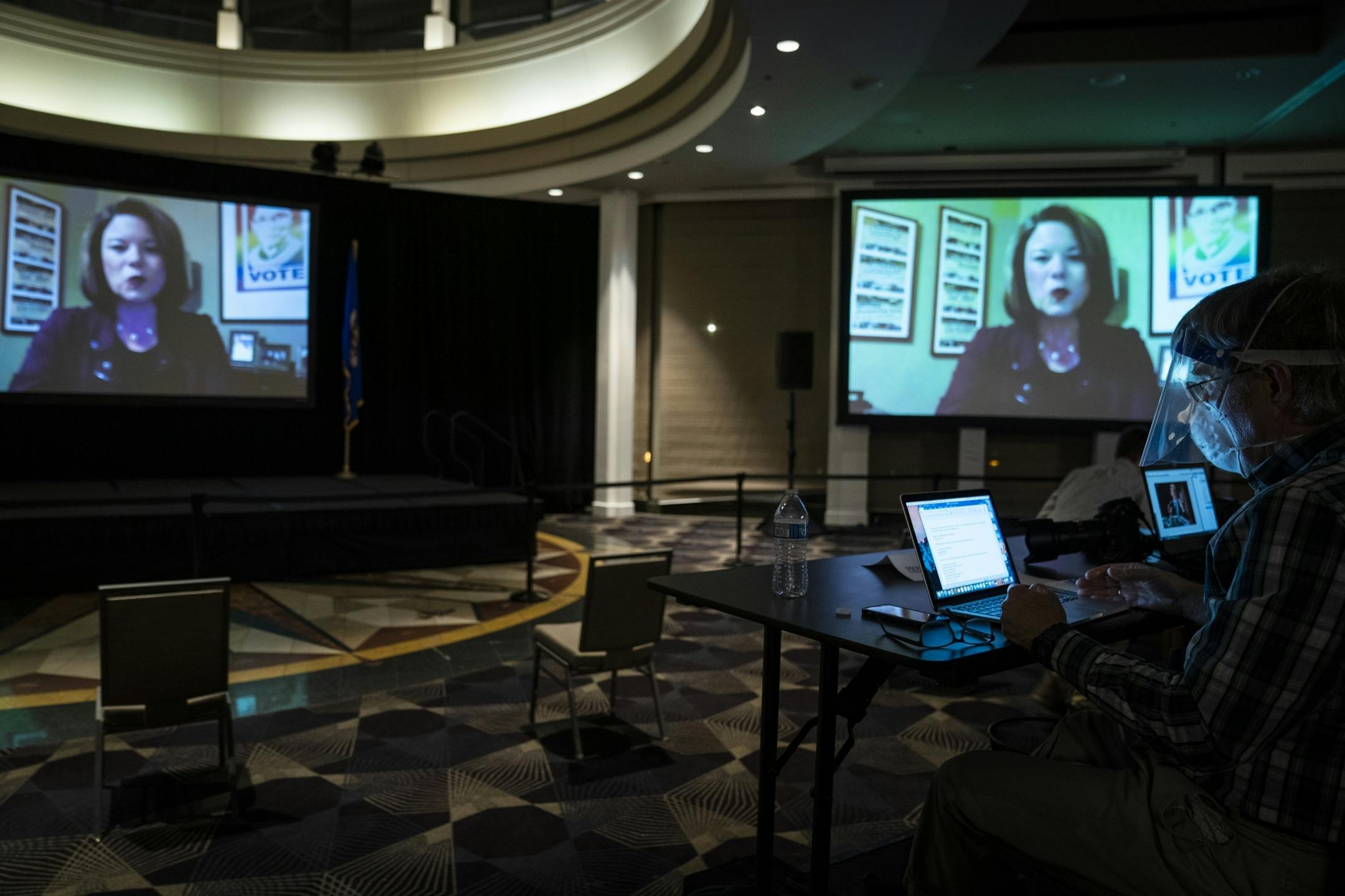 U.S. Rep. Angie Craig (D-Minn.) spoke via video during the DFL Election Night Watch Party.