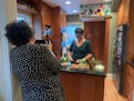 Netta Hardin in her kitchen with mom, Allyson Perling, working the camera for a new segment of YouTube’s “Noshing with Netta.”