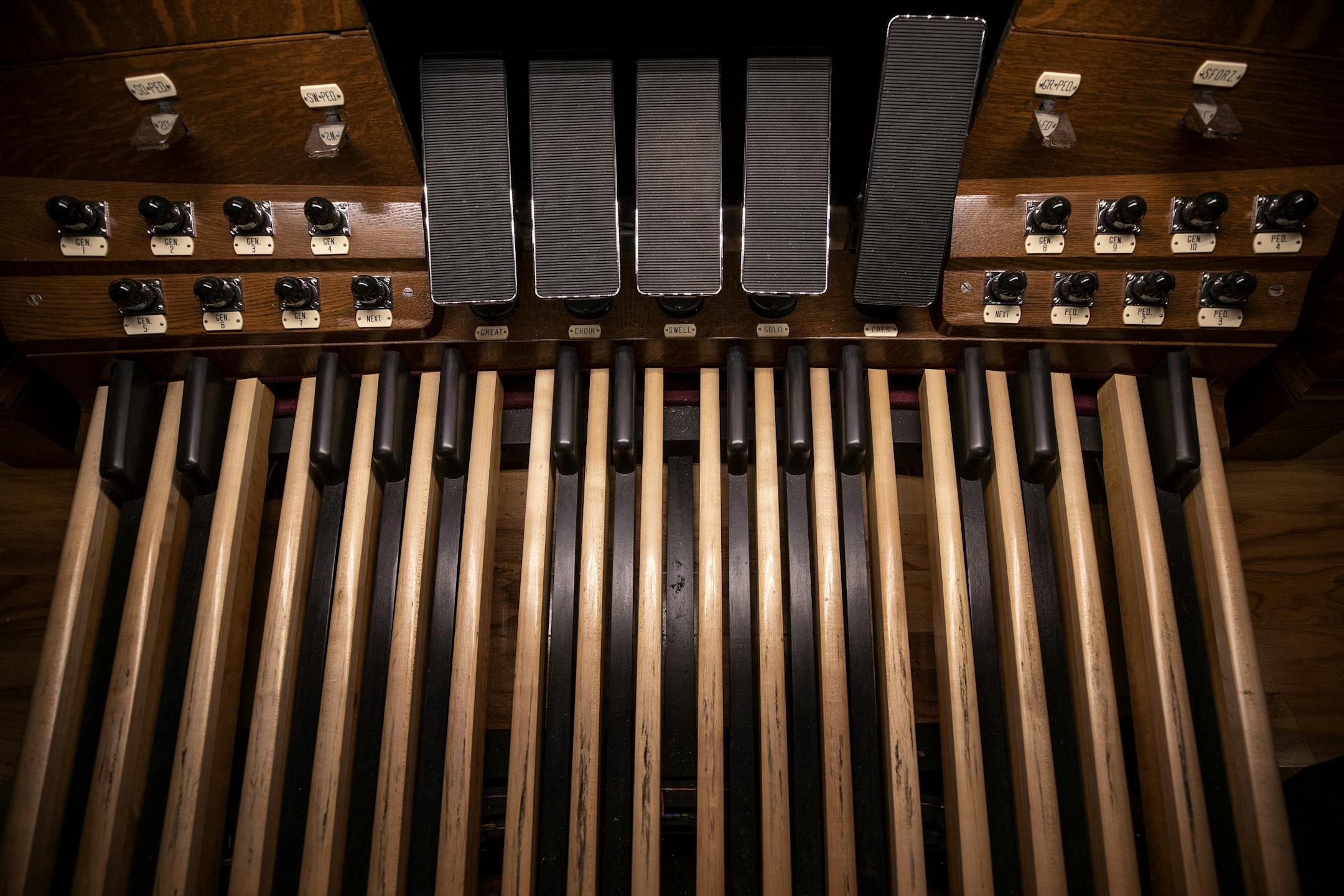 The pipe organ at Northrop Auditorium. The organ uses almost 7000 pipes.