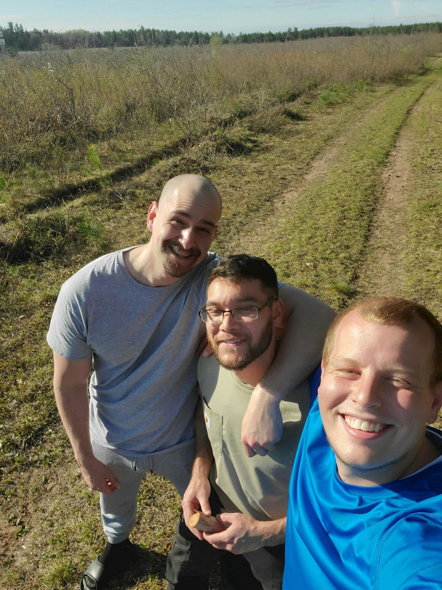 Billy Cameron, center, marked his 29th birthday May 18 with friends Curtis Weeks, left, and Taylor Johnson on their road trip from Indiana to the Gunflint Trail.