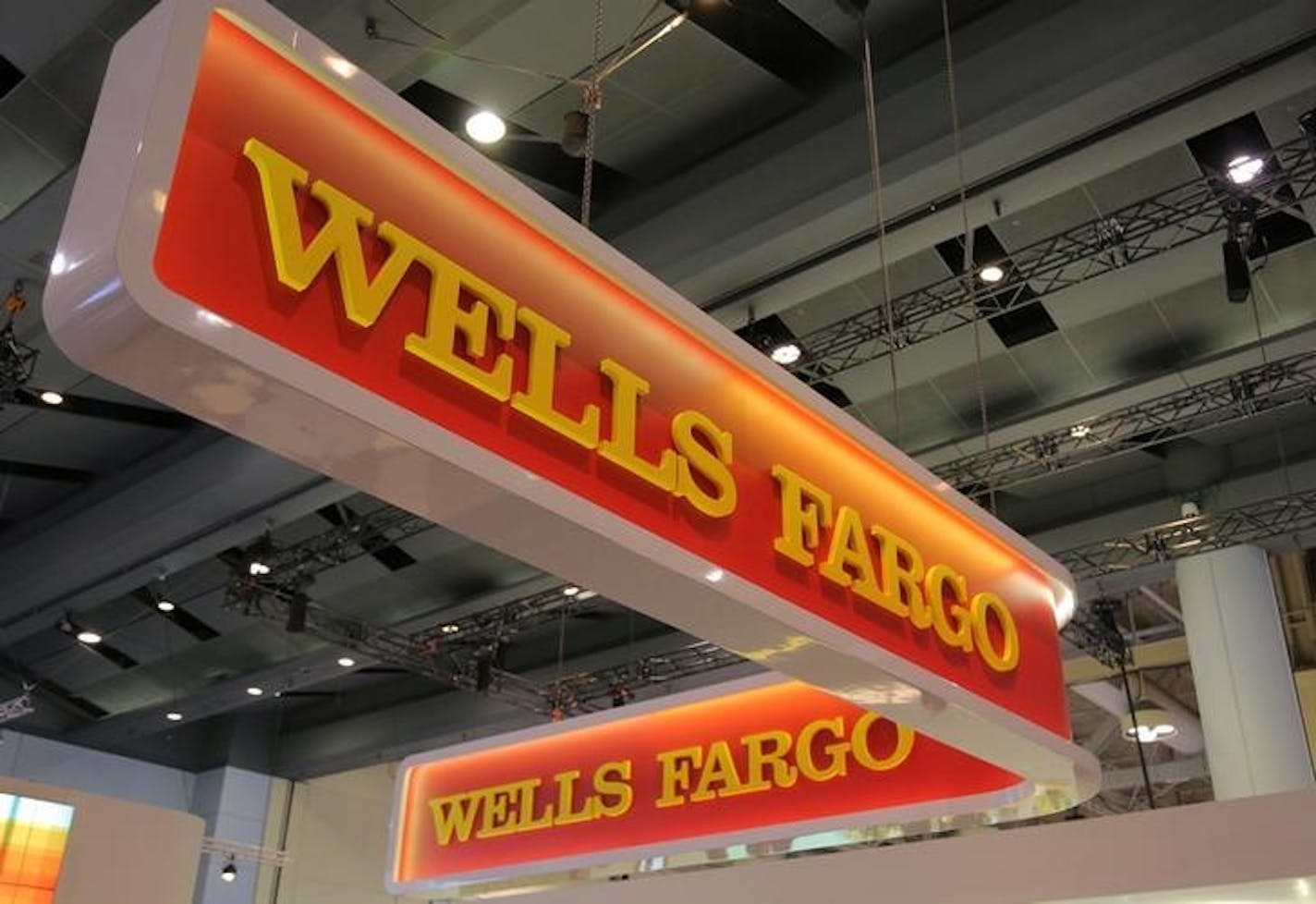 A Wells Fargo logo is seen at the SIBOS banking and financial conference in Toronto, Ontario, Canada October 19, 2017. Picture taken October 19, 2017. REUTERS/Chris Helgren