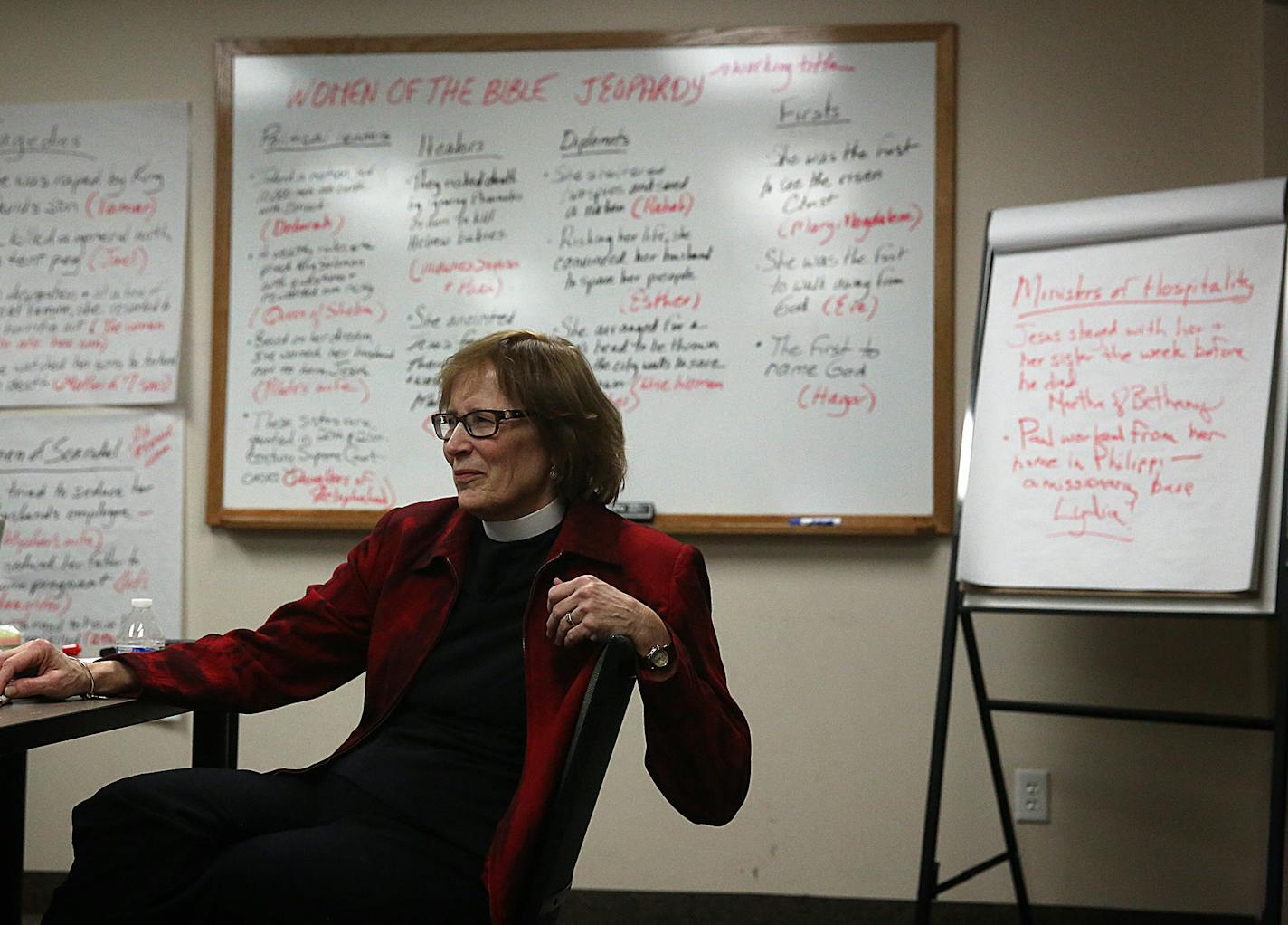 Rev. Lindsay Hardin Freeman worked with other women to create a board game based on a book about words spoken by women in the Bible. ] JIM GEHRZ &#x201a;&#xc4;&#xa2; james.gehrz@startribune.com / Excelsior, MN / January 9, 2015 /10:30 AM BACKGROUND INFORMATION: For four years, several women from St. David Episcopal church systematically poured over each page of the Bible, searching for words spoken by women. Lead by their minister, Rev. Lindsay Hardin Freeman, they highlighted the words, moved t