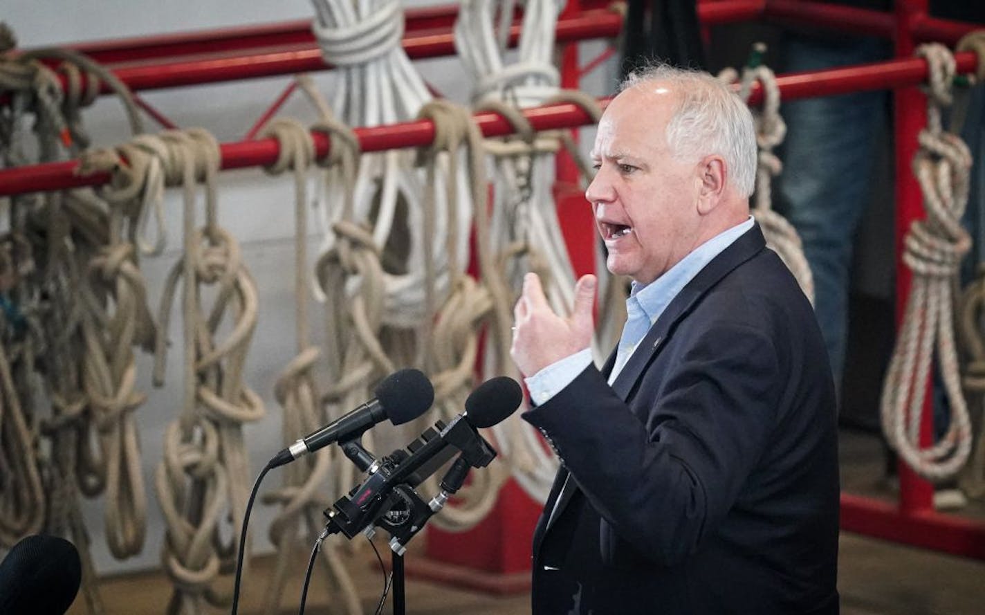 Governor Tim Walz took questions after he signed the $1.9 billion bonding bill.