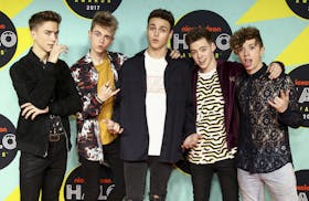 Music group Why Don't We attends the Nickelodeon Halo Awards at Pier 36 on Saturday, Nov. 4, 2017, in New York. (Photo by Andy Kropa/Invision/AP)