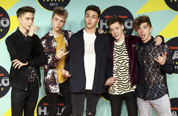 Music group Why Don't We attends the Nickelodeon Halo Awards at Pier 36 on Saturday, Nov. 4, 2017, in New York. (Photo by Andy Kropa/Invision/AP)