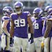 Vikings defensive end Danielle Hunter (99) showed his frustration in the first quarter of the game.