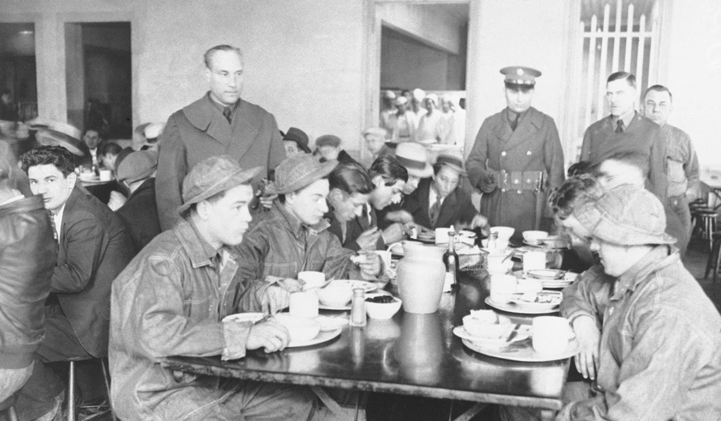 Members of the Civilian Conservation Corps, part of Franklin Roosevelt's New Deal, at Fort Slocum in New Rochelle, N.Y., in 1933.