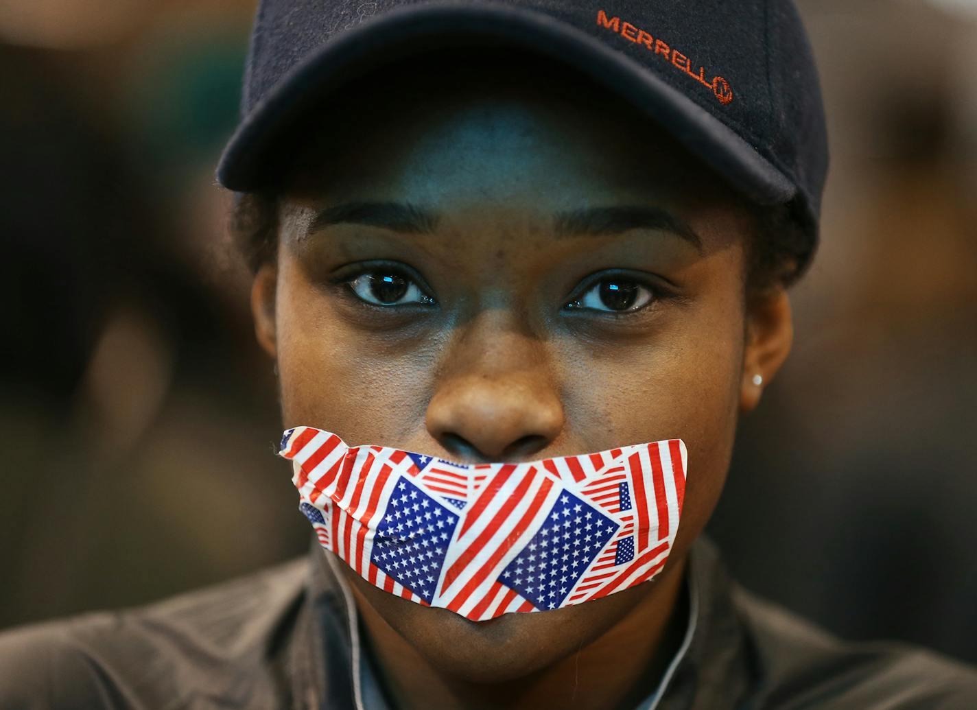 Black Lives Matter protester Sharron Curtis of Minneapolis, at Mall of America in Bloomington on Wednesday, December 23, 2015. ] (Leila Navidi/Star Tribune) leila.navidi@startribune.com