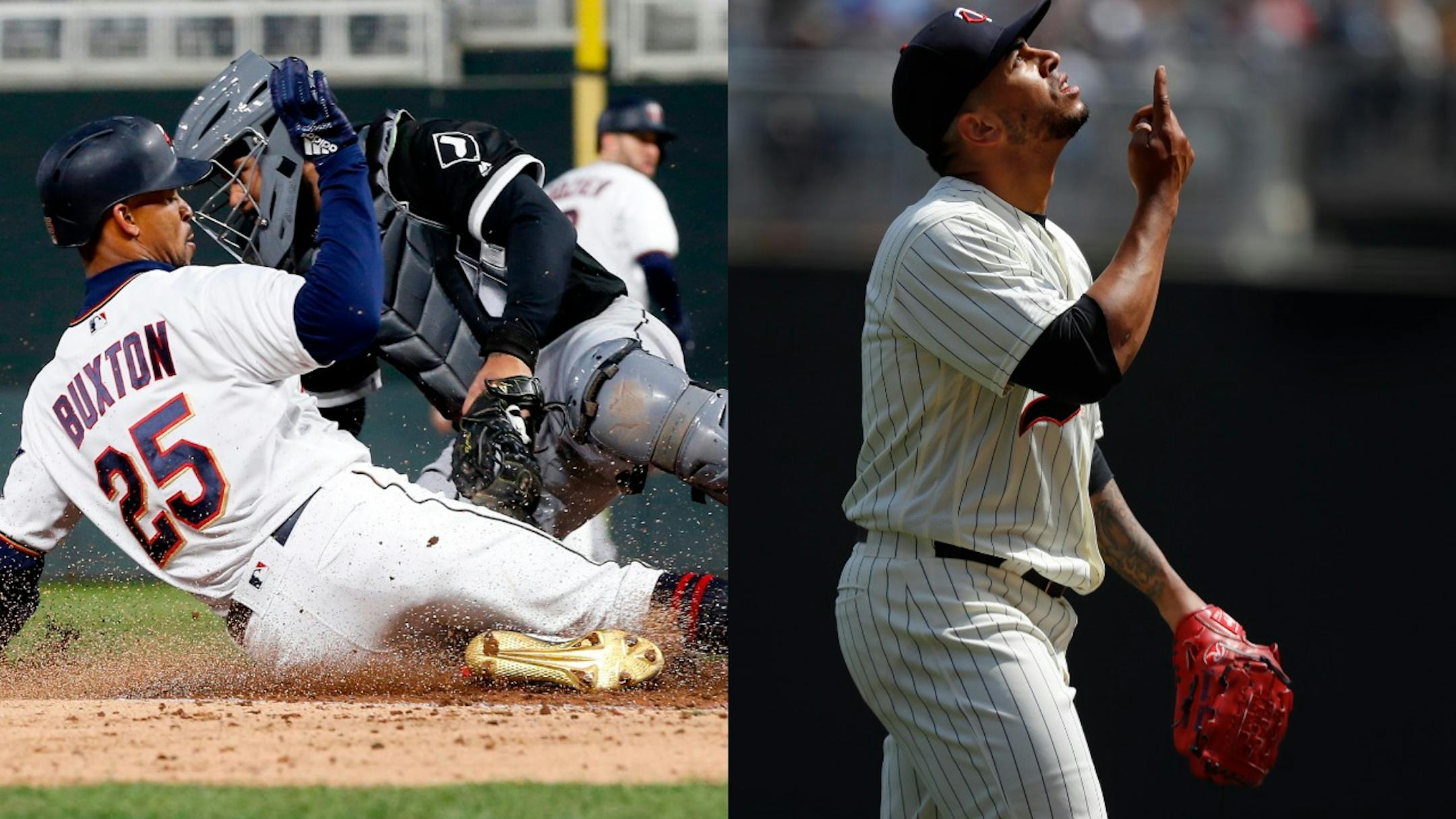 The Twins' Byron Buxton, left, ran in the outfield again Monday, felt only occasional discomfort in his fractured big toe, and pronounced himself just about ready to return. Meanwhile, Fernando Romero prepared for his second major league start against the Cardinals in St. Louis.