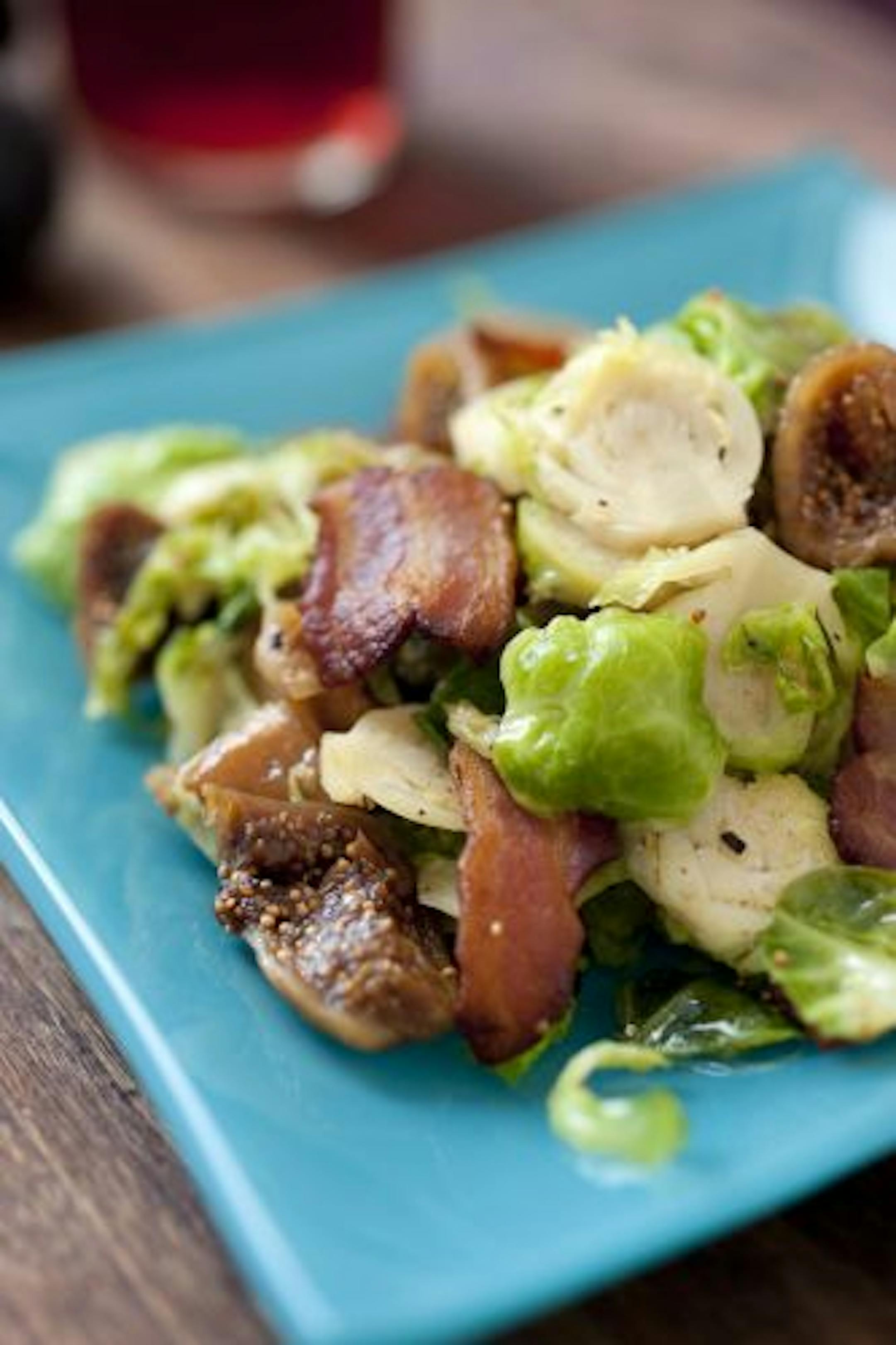Brussels Sprouts with bacon and figs.