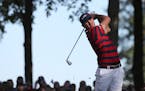 USA&#x2019;s Brooks Koepka teed off on the 12th hole during the morning matches at the Ryder Cup. ] (LEILA NAVIDI/STAR TRIBUNE)
leila.navidi@startribu