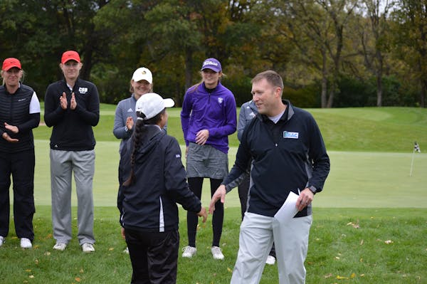 MIAC Commissioner Dan McKane at the conference's women's golf championships.