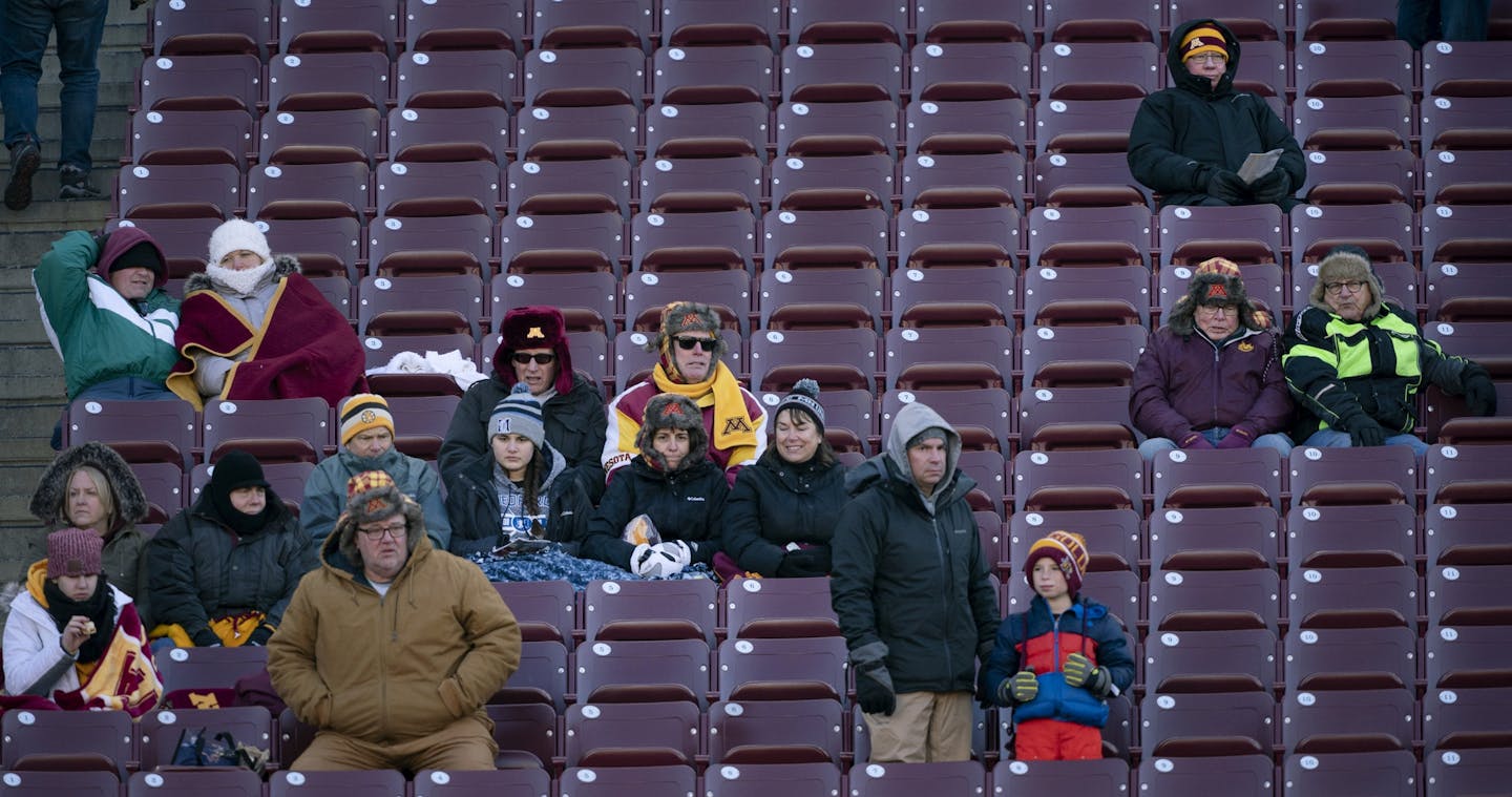 Few Minnesota fans remained and watched during the fourth quarter of last Saturday's game against Northwestern. But only 15,160 fans came through the gates at all for a game that would have made the Gophers eligible for a bowl game had they won.