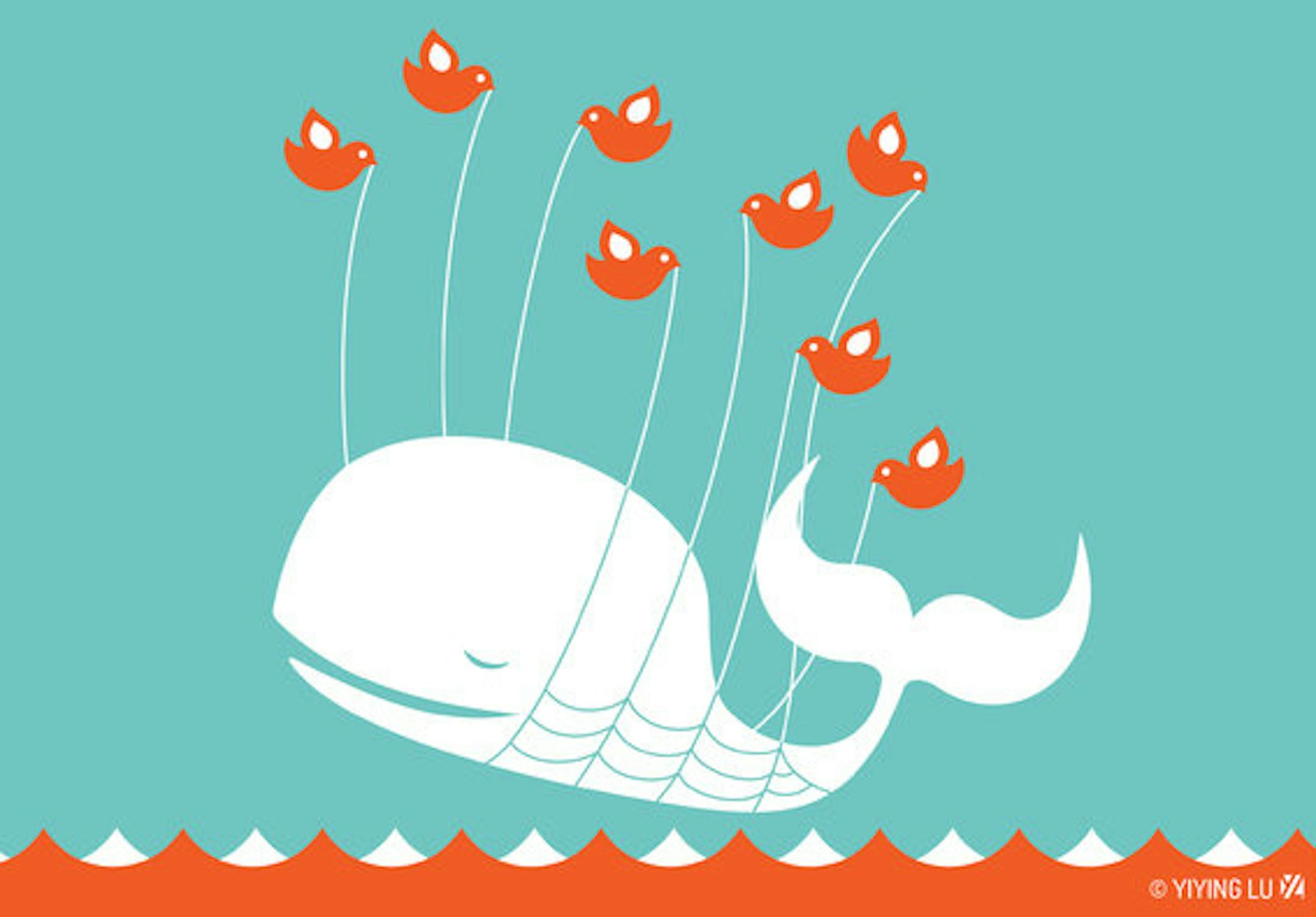 Twitter whale, illustration by Yiying. Lu