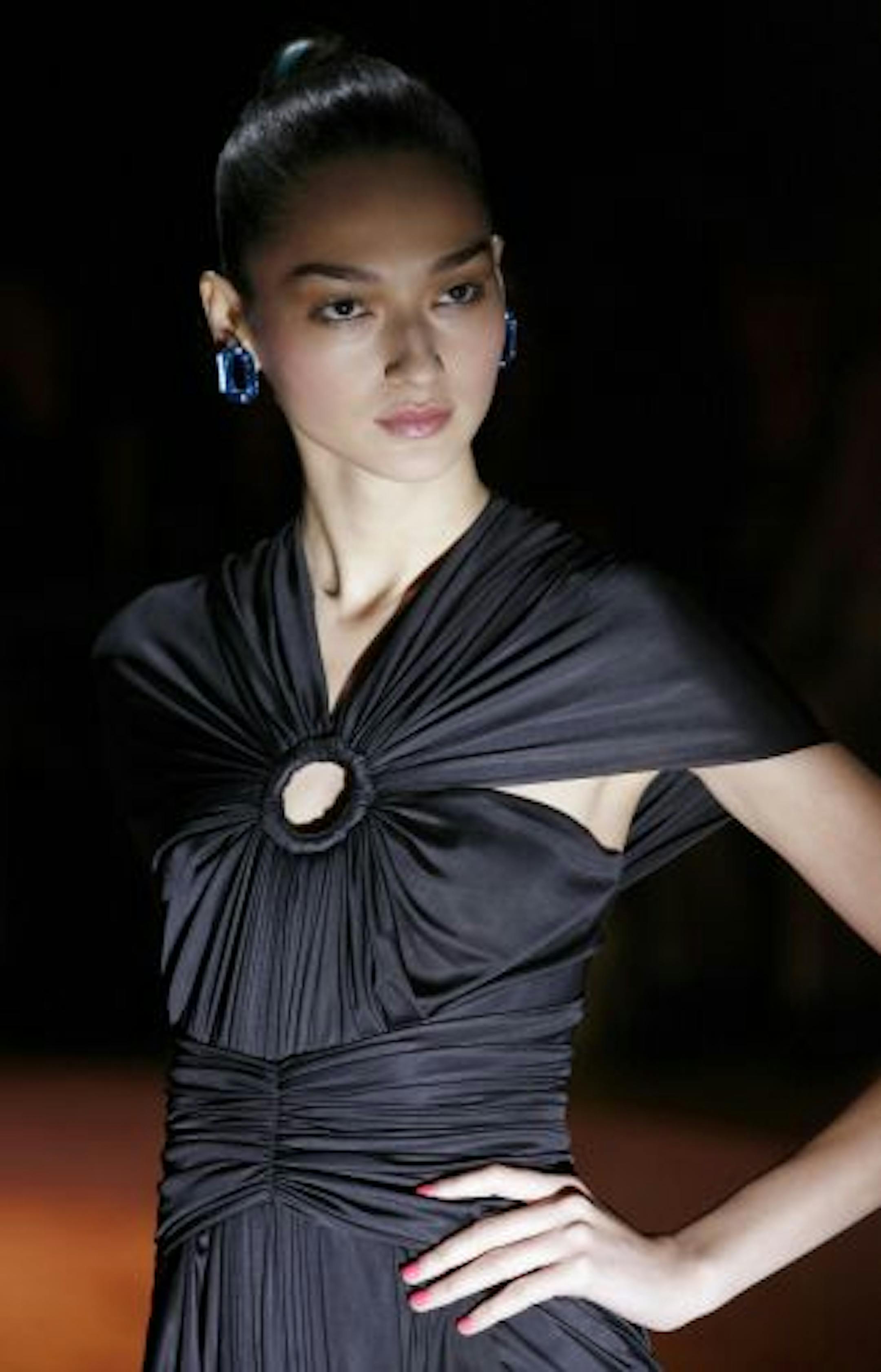 A model wears fashion from the Zac Posen spring 2010 collection, during Fashion Week in New York, Monday, Sept., 14, 2009.