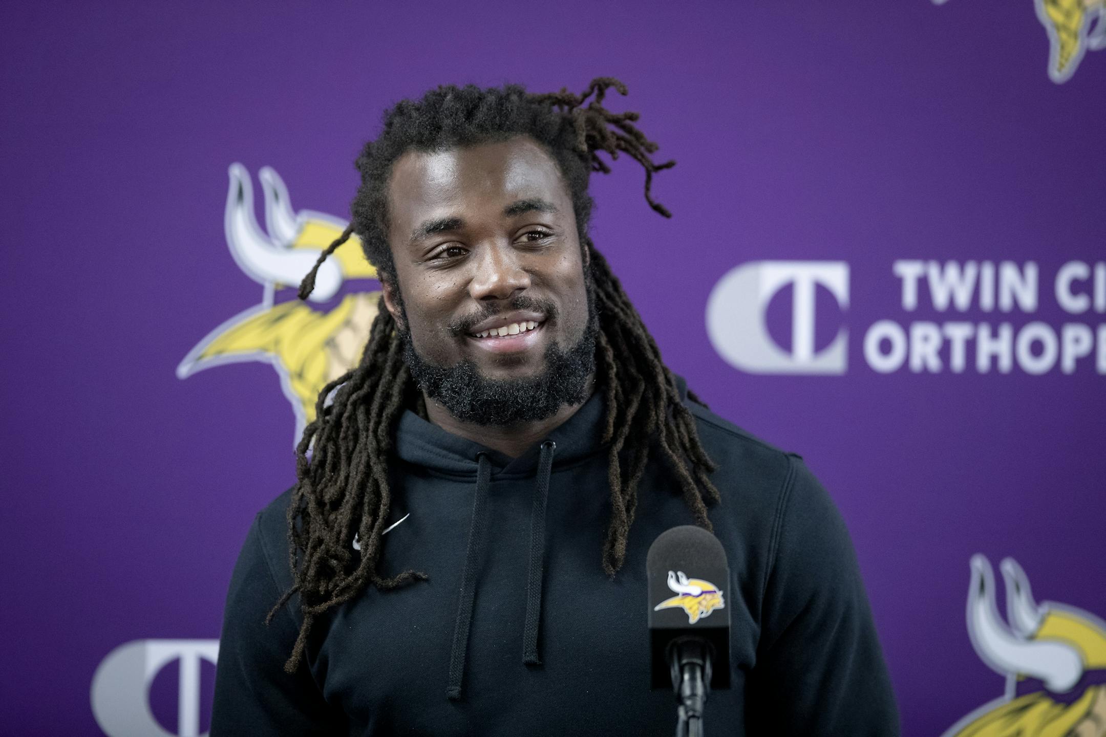 Vikings running back Dalvin Cook addressed the media during a press conference at the Twin Cities Orthopedic Center, Tuesday, April 16, 2019 in Eagan, MN.