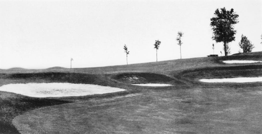 This vintage photo of the 12th hole at Interlachen from the book “Golf Has Never Failed Me,” was an inspiration to Green.