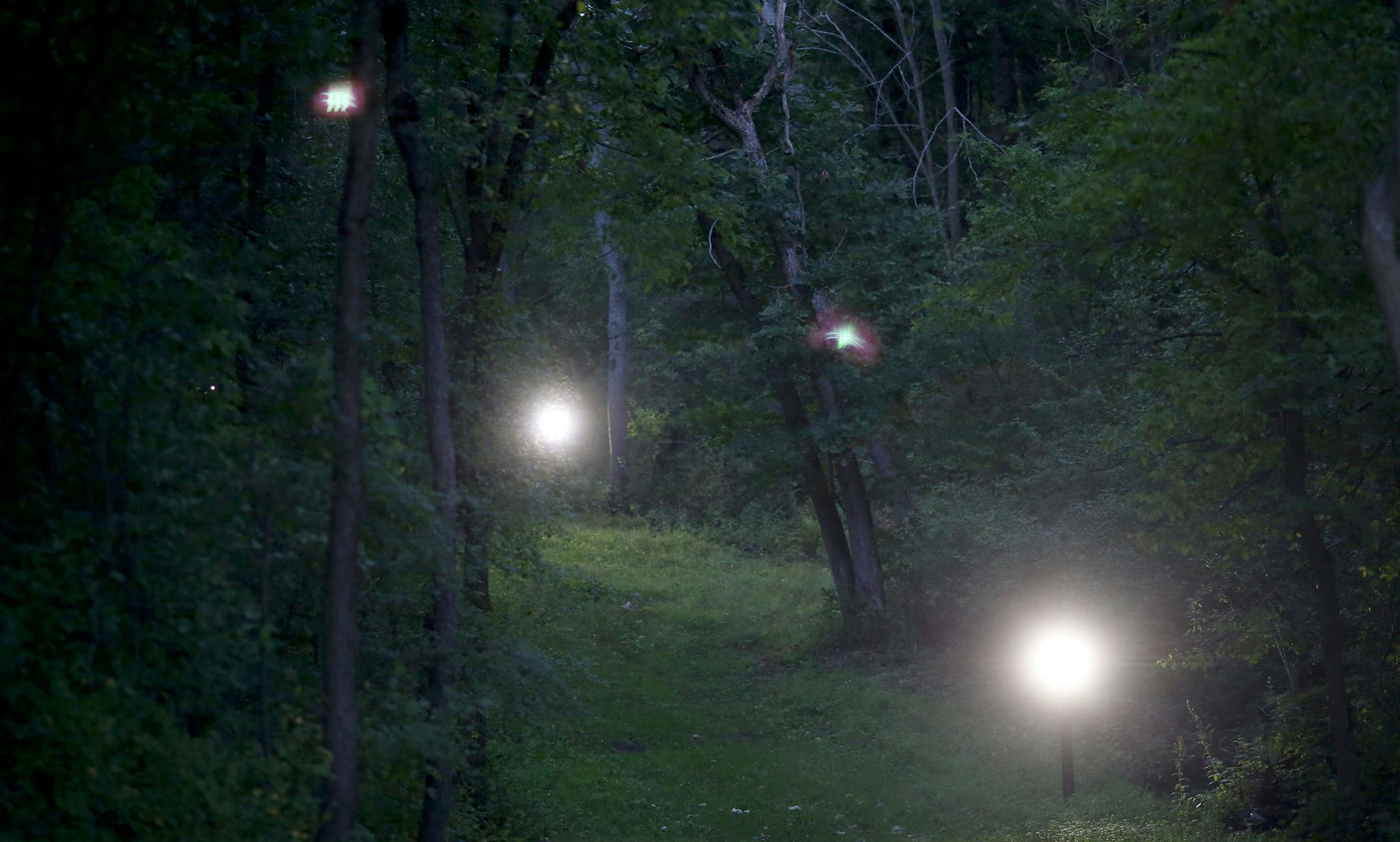 A part of the 5 miles of trails with solar luminaries for moonlight hiking. The park with stay open until 9:30pm. ] (KYNDELL HARKNESS/STAR TRIBUNE) kyndell.harkness@startribune.com At the Lake Elmo Park Preserve in Lake Elmo Min., Thursday, September 12, 2014.